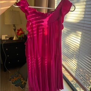Free People Hot Pink Ruffled Dress